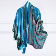 Lined Striped Floral Print Fashion Short Kimono Duster