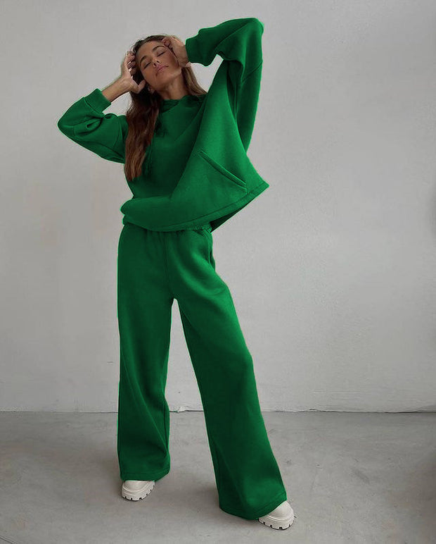 Casual  Hooded Straight-leg Pants Two-pieces Tracksuit