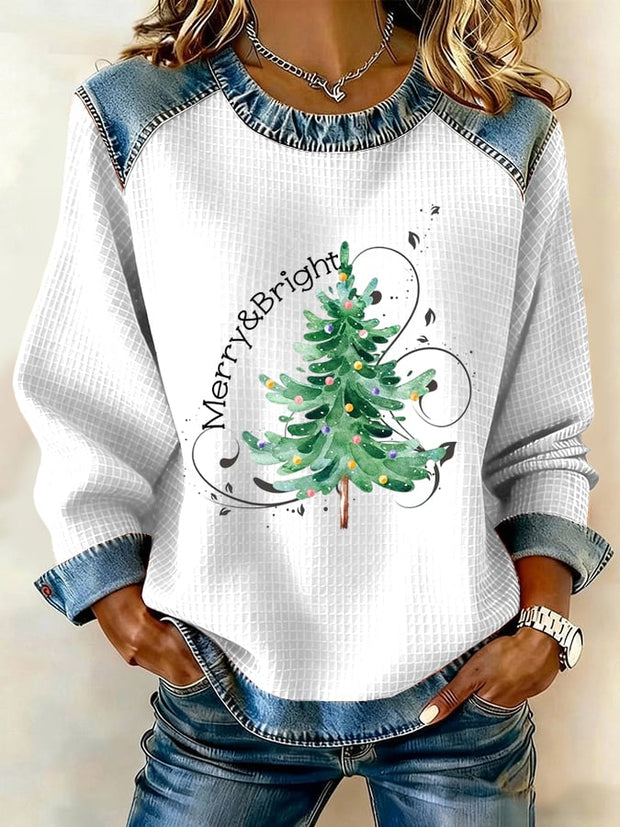 Women's Retro Christmas Tree Print Sweatshirt