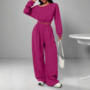 Fashion Slim-fit Off-the-shoulder Navel Solid Color Casual Pants Suit