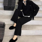 Casual Knitted Sweater Wide Leg Pants Two-pieces Set