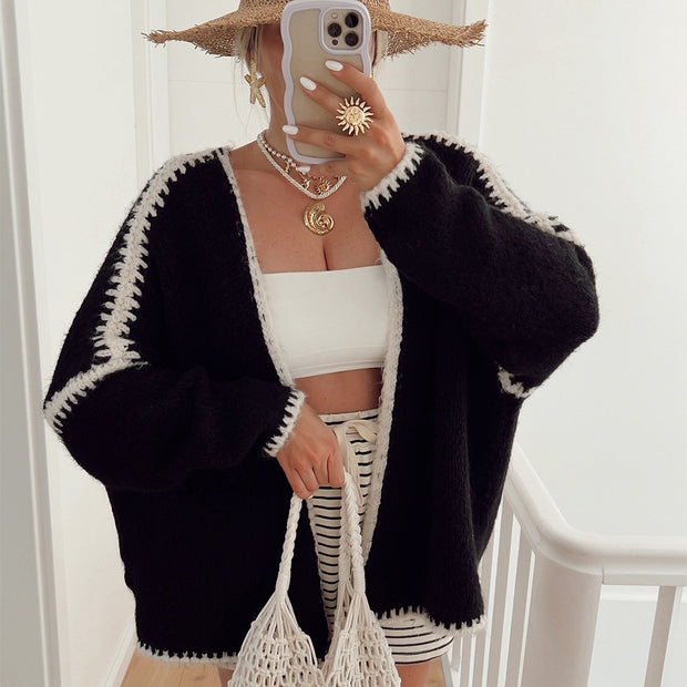 Chunky-needle imitation woolen knitted sweater