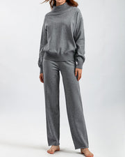 Versatile knitted top and casual pants two-piece set