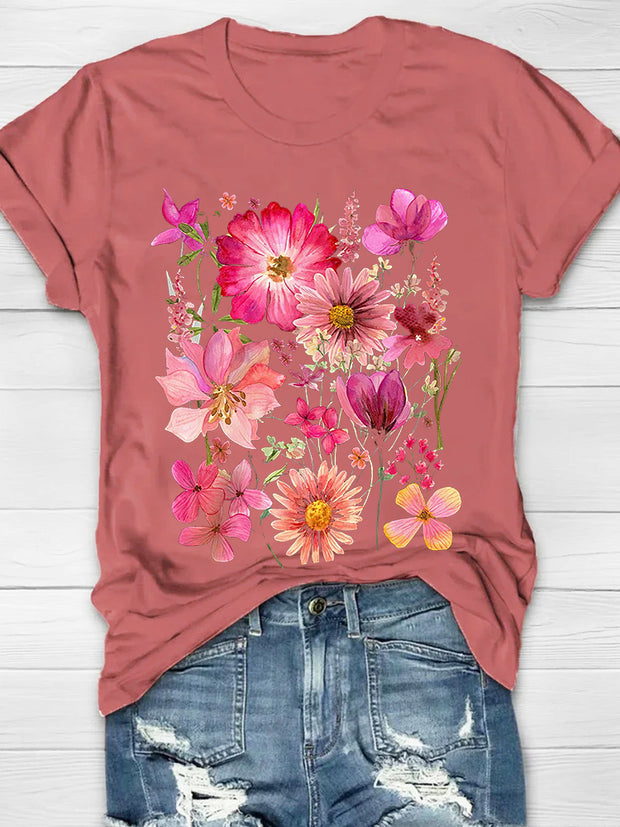 Vintage Flowers Print Women's T-shirt