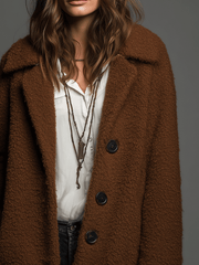 Vintage Cozy Brown Teddy Textured Coat