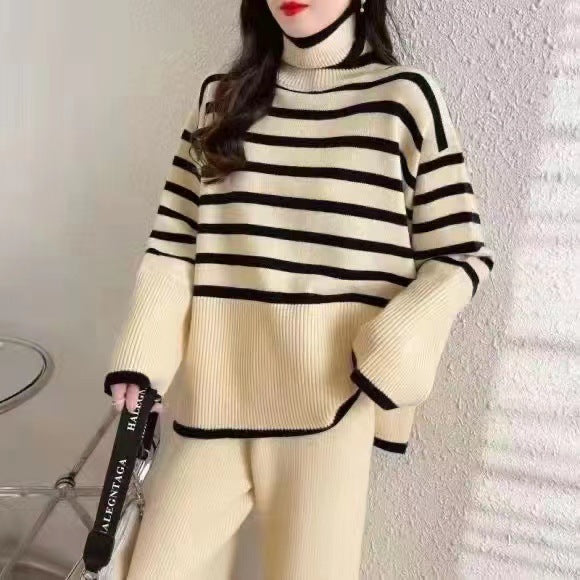 Casual Turtleneck Two-piece Sweater  Suit