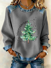Women's Retro Christmas Tree Print Sweatshirt