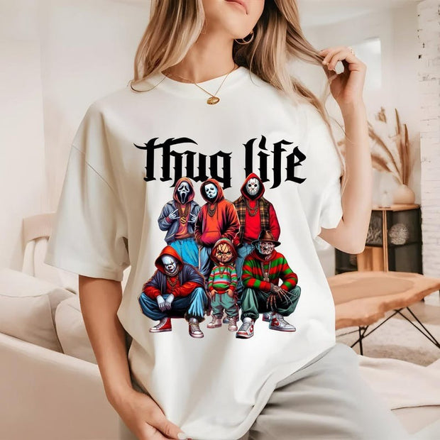 Thug Life Horror Movie Printed Crew Neck T-shirt