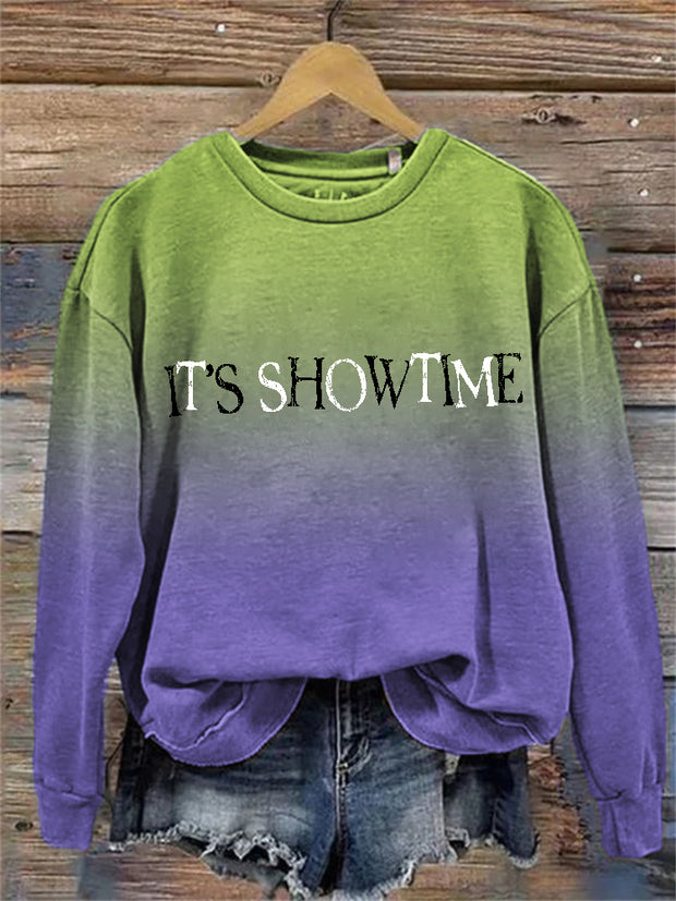 It's Showtime Halloween Horror Movie Gradient Sweatshirt