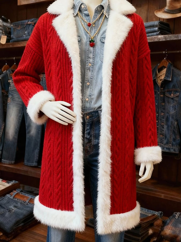 Women's Casual Christmas Color-Blocked Fleece-Lined Warm Jacket