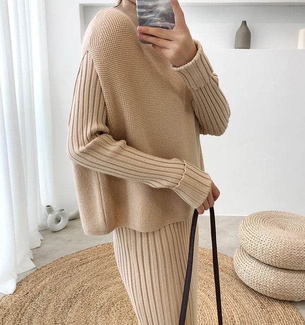 Split Knitted Sweater Two-Piece Dress