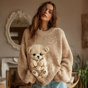 Fluffy Baby Puppy Golden Retriever Cozy Knit Sweater