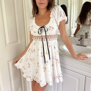 Women's Lace Patchwork Floral Mini Dress