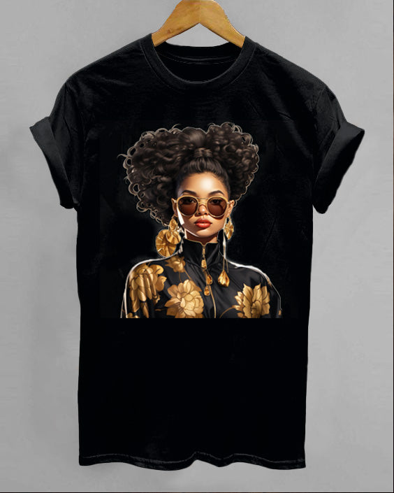 Trendy Black Girl Printed Casual T-Shirt