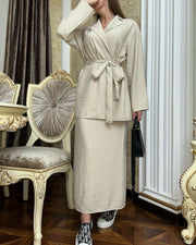 Landline Long -sleeved Shirt Skirt Two -piece Suit