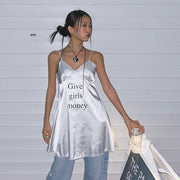 V neck satin dress