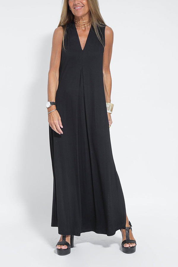 Elegant Is Eternal Solid Color Sleeveless Slit Maxi Dress