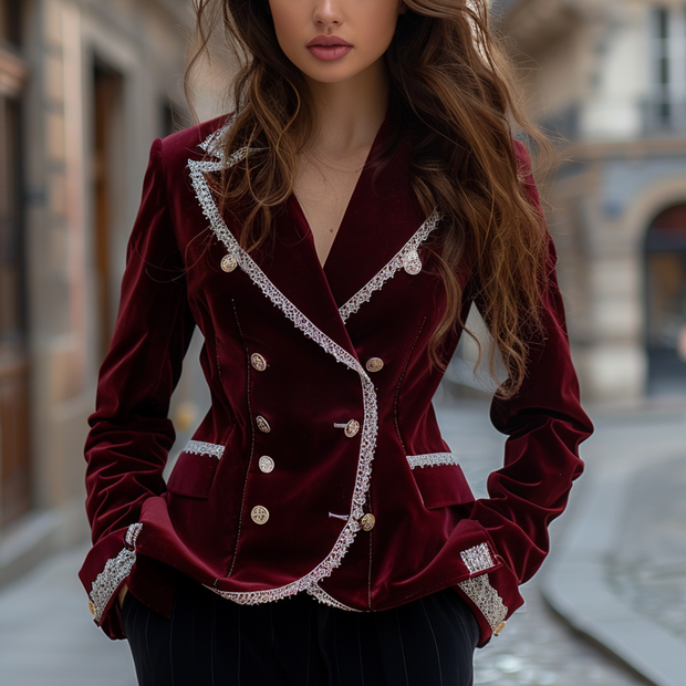 Fashionable And Elegant Women's Blazer Casual Short Velvet Jacket