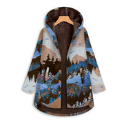 Wearshes Casual Retro  Mountains Print Plus Velvet Coat