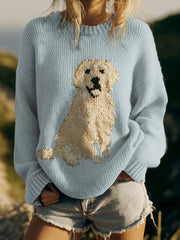 Classic Fuzzy Golden Retriever Dog Felt Cozy Knit Sweater