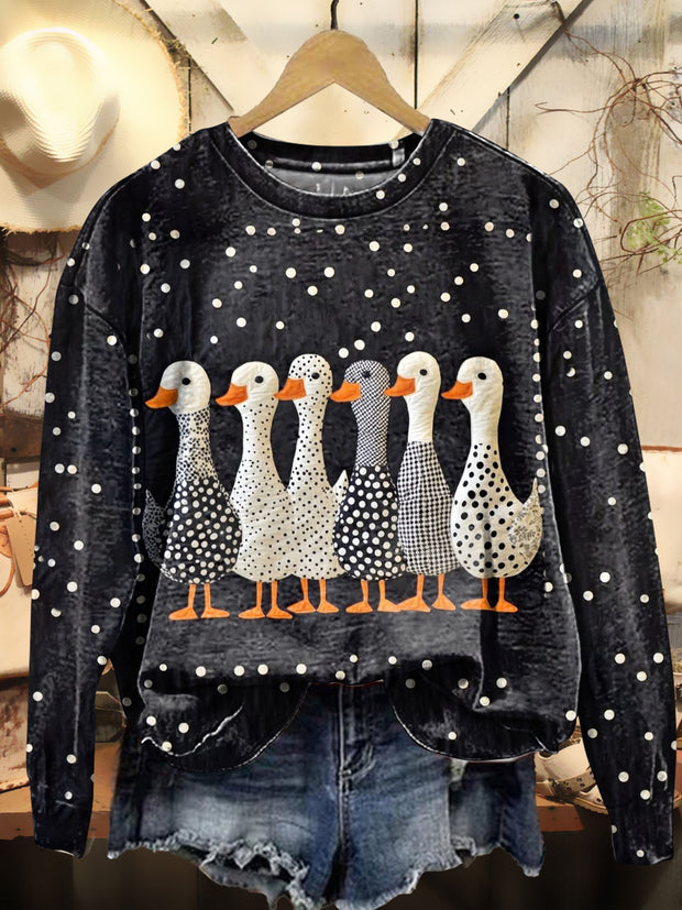 Polka Dot Duck Pattern Art Print Sweatshirt