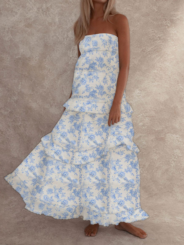 Floral maxi dress blue