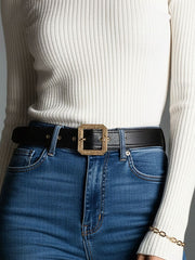 Cream White Ribbed Knit Slim Fit Stretch Top