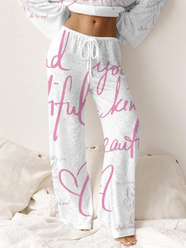 Women's Pink Inspirational Long Sleeve Pants Set