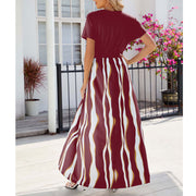 V Neck Patchwork Split Long Dresses