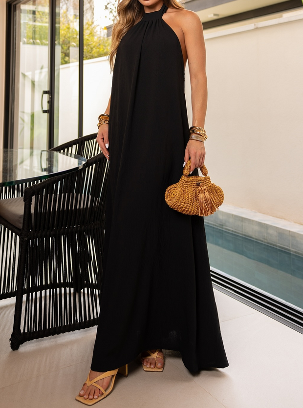 Halter Neck Open Back Wide Leg Overalls