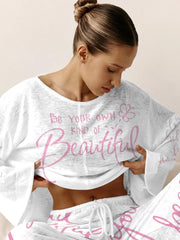 Women's Pink Inspirational Long Sleeve Pants Set