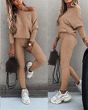 Casual Lace-Up Oblique Shoulder Sports Set