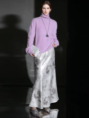 Luxury Cashmere Turtleneck Sweater – Seamless Design, Soft Brushed Knit, Solid Color Warm Pullover for Fall Winter