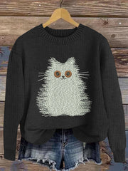 Fashionable Wool Cat Knitted Sweater