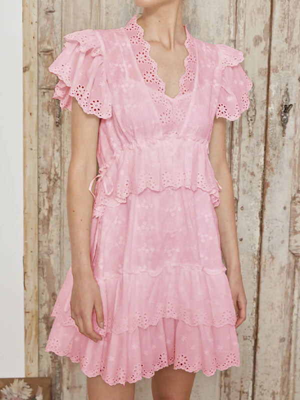 Pink embroidered dress
