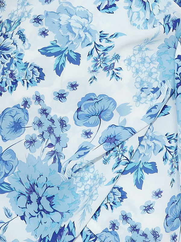 Blue printing tie front dress