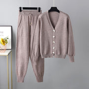 V-neck Cardigan Sweater Harem Pants Two-pieces Set