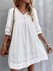 Simple V-Neck Casual Vacation Dress