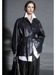 Women’s Biker-Style Leather Jacket – Casual Lambskin Short Coat for Autumn Versatile Chic Look