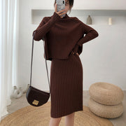 Split Knitted Sweater Two-Piece Dress