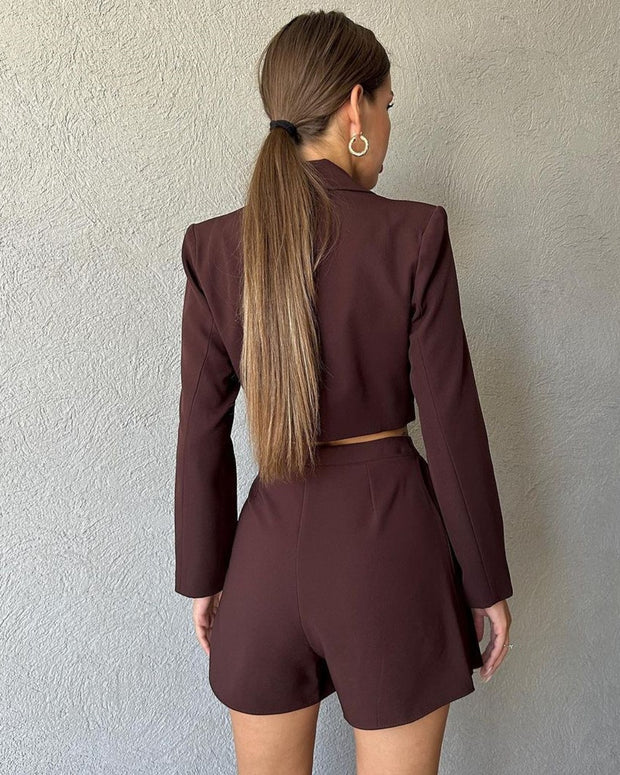 Temperament Casual Pleated Pants Skirt Two -piece Suit