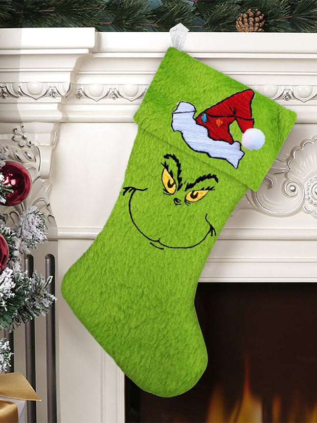 Christmas Ornament Green Plush Print Socks