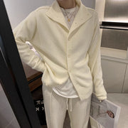 Gentle Wind Knitted Cardigan Sweater Loose Slit Trousers Two-piece Set