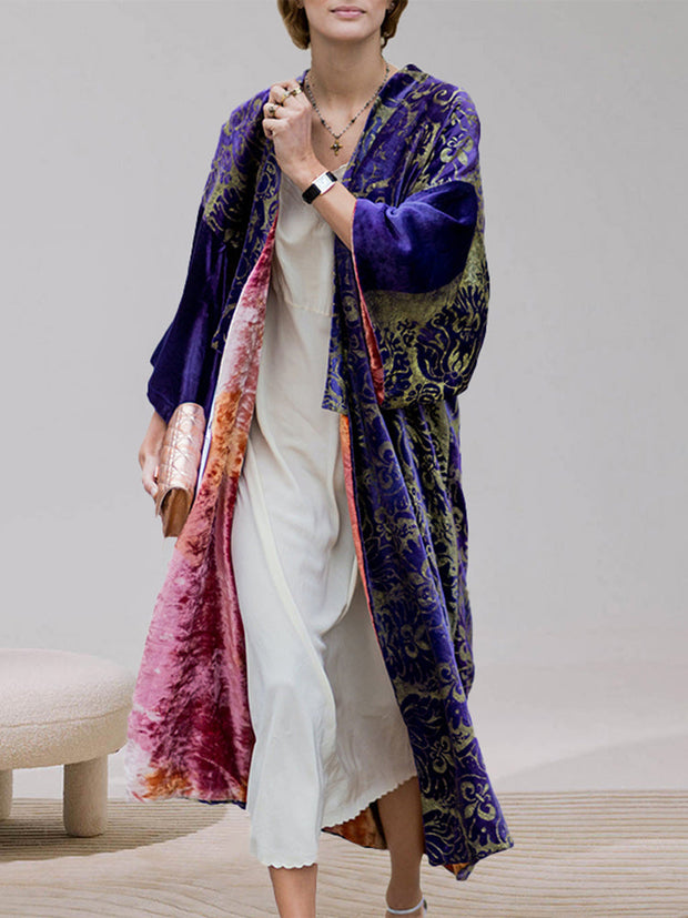 Printed Loose Long Sleeve Duster Kimono