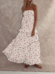 Floral frill maxi dress