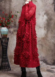 Red Feather Spring Maxi Dress Plus Size Long Dresses