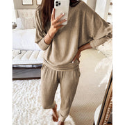 Casual Loose Solid Color Long-sleeves Knitted Set