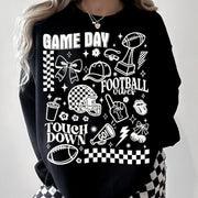 Game Day Football  Print Long Sleeve Casual Top