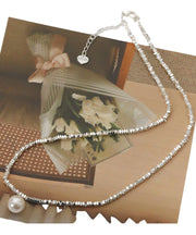 Retro Silk Sterling Silver Pearl Broken Silver Pendant Necklace