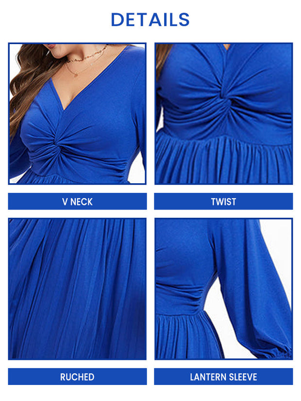 Solid Twist Front Midi Dress